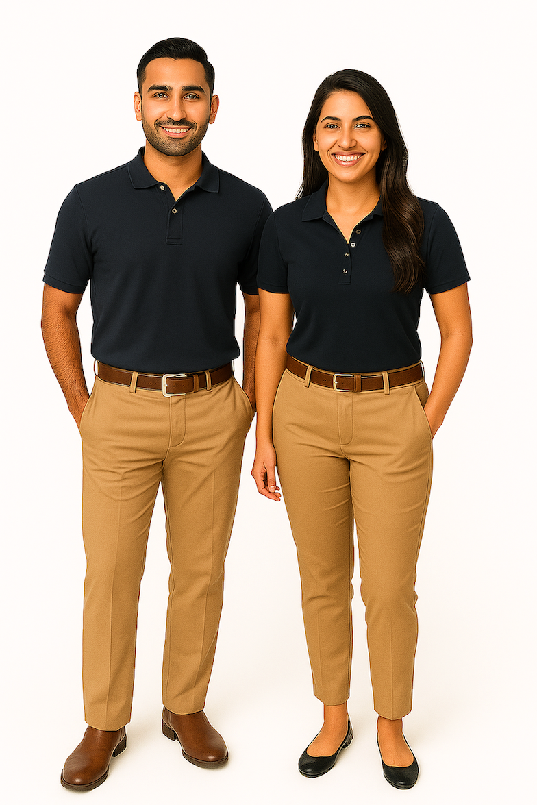 Smiling economy class drivers in uniform for Stamford CT limo service, affordable and professional appearance.